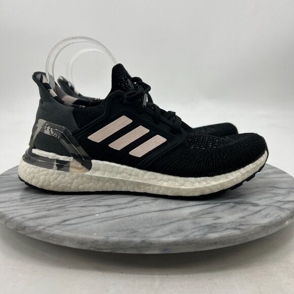 Adidas Ultraboost 20 Running Sneaker Womens 6 Black Pink Tint Marathon Cushioned - Picture 2 of 12